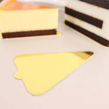 50 Pack | Mini Gold Triangle Cake Boards, Cardboard Cake Slice Bases - 2.8x 4.5inch