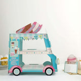 3-Tier Ice Cream Truck Cardboard Cupcake Dessert Stand Tower, Double Decker Disposable Treat Display