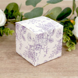 25 Pack Candy Treat Favor Boxes in French Toile Pattern - White and Lavender Party Gift Boxes