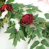 6ft | Burgundy Artificial Peony/Foliage Hanging Flower Garland Vine