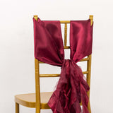 5 Pack Burgundy Curly Willow Chiffon Satin Chair Sashes