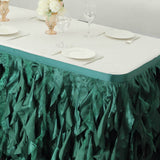 14ft Hunter Emerald Green Curly Willow Taffeta Table Skirt