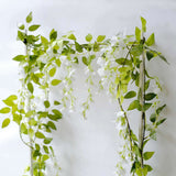 2 Pack 6ft White Artificial Wisteria Flower Garland Hanging Vines, Silk Floral Garland Wedding