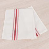 10 Pack White Spun Polyester Cloth Napkins with Red Reverse Stripes