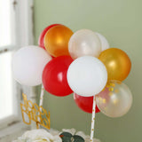 14 Pcs | Confetti Balloon Cake Topper Kit, Mini Balloon Garland Cloud Cake Decorations - Clear, Gold, Red and White