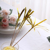 100 Pack Gold Firework Frills Cake Toppers, Cupcake Decoration Picks, Bamboo Cocktail Sticks