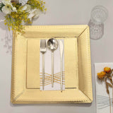 10 Pack | 13inch Gold Textured Disposable Square Charger Plates