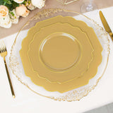 8inch Gold Heavy Duty Disposable Baroque Salad Plates Gold Rim Hard Plastic Dessert Appetizer Plates