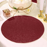 6 Pack | Burgundy Sparkle Placemats, Non Slip Decorative Round Glitter Table Mat