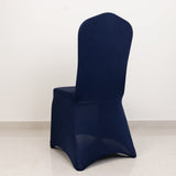 Premium Spandex Chair Cover with Foot Pockets for Banquet Chairs Navy Blue