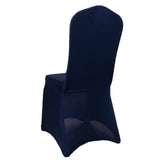 Premium Spandex Chair Cover with Foot Pockets for Banquet Chairs Navy Blue#whtbkgd