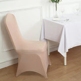 10 Pack Nude Spandex Fitted Banquet Chair Covers, Reusable Stretched Slip On Chair Covers