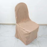 10 Pack Nude Polyester Banquet Chair Cover, Reusable Stain Resistant Slip On Chair Cover