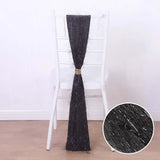 5 Pack Black Metallic Fringe Shag Tinsel Chair Sashes, Shimmery Polyester Chair Sashes