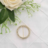 2inch Gold Diamond Circle Metal Chair Sash Bow Pin, Rhinestone Chair Wrap Band Buckle Brooch