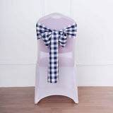 Gingham Chair Sashes | 5 PCS | Navy/White | Buffalo Plaid Checkered Polyester Chair Sashes