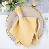 5 Pack | Champagne 200 GSM Premium Polyester Dinner Napkins, Seamless Cloth Napkins