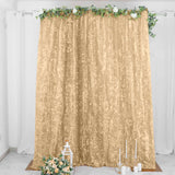 8ftx8ft Champagne 3D Leaf Petal Taffeta Fabric Event Curtain Drapery, Photo Backdrop Panel
