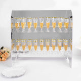 25" Silver Mirror Finish 18 Champagne Glass Display Stand, 2-Tier Table Top Cocktail Rack