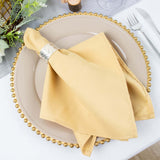 5 Pack | Champagne 200 GSM Premium Polyester Dinner Napkins, Seamless Cloth Napkins