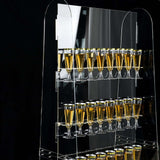 5ft Clear Acrylic 5-Tier Champagne Glass Holder Wall Stand, Wine Glass Standing Rack