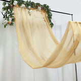 5ftx14ft Premium Champagne Chiffon Curtain Panel, Backdrop Ceiling Drapery With Rod Pocket