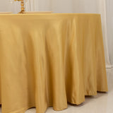 120 Champagne Seamless Lamour Satin Round Tablecloth for 5 Foot Table With Floor-Length