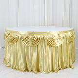 14ft Champagne Pleated Satin Double Drape Table Skirt