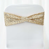 5 pack | 6x15 Champagne Sequin Spandex Chair Sash