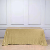 90 inch x 156 inch Champagne Premium Sequin Rectangle Tablecloth