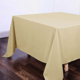 Champagne Polyester Square Tablecloth 90x90 Inch