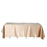 90x132inches Champagne Seamless Premium Velvet Rectangle Tablecloth, Reusable Linen