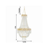 2ft Empire Style Beaded Crystal Chandelier with Gold Ornate Metal Frame, Adjustable Hanging