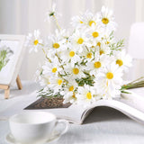 6 Bushes | White Artificial Silk Daisy Flower Stem Bouquet Branches