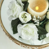 4 Pack | 3Inches Ivory Artificial Silk Rose Flower Candle Ring Wreaths