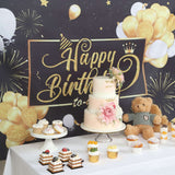 6ftx3ft Black / Gold Happy Birthday Polyester Background Banner