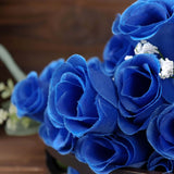 12 Bushes | Royal Blue Artificial Premium Silk Flower Rose Bud Bouquets