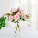 2 Bushes | Blush / Blue Artificial Silk Dahlia Flower Bouquet Spray