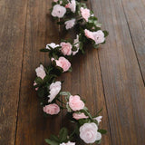 2 Pack 8ft Blush Dusty Rose Artificial Silk Flower Garland Rose Vines