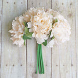 11inch Blush / Cream Real Touch Artificial Silk Peonies Flower Bouquet