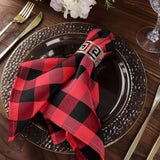 5 Pack | Black/Red Buffalo Plaid Cloth Dinner Napkins, Gingham Style | 15x15Inch