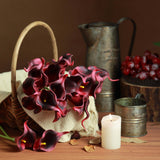 20 Stems | 14inch Burgundy Artificial Poly Foam Calla Lily Flowers