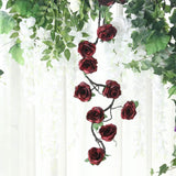 6ft | Burgundy Artificial Silk Rose Hanging Flower Garland, Faux Vine