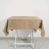 54"x54" Natural Faux Burlap Square Tablecloth, Boho Chic Jute Table Linen