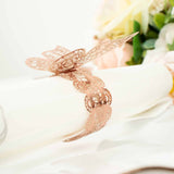 12 Pack | Metallic Rose Gold Laser Cut Butterfly Paper Napkin Rings, Chair Sash Bows