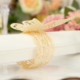 12 Pack | Ivory Shimmery Laser Cut Butterfly Paper Chair Sash Bows