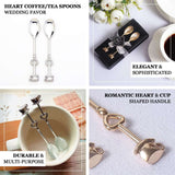 2 Pack | 4inch Silver Metal Couple Coffee Spoon Set Party Favors, Pre-Packed Wedding Souvenir Gift