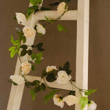 2 Pack 7ft Cream Ivory Artificial Silk Flower Garland Rose Vines 26 Flower Heads