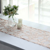 12x108inch Sparkly Blush Rose Gold Leaf Vine Sequin Tulle Table Runner