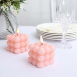 2 Pack | 2inch Blush Rose Gold Flameless Flickering LED Bubble Candles